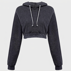High Quality Custom Offer Winter Printed Solid Hooded <b>Crop</b> <b>Top</b> Hoodie for Women Breathable Fleece Fabric Front Logo - Product Image 1