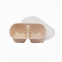 Boîte à lunch biodégradable en pulpe avec couvercle, récipient alimentaire jetable compostable pour la restauration