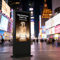 Kiosque numérique extérieur 4K UHD 32/43/55/65/75 pouces, écran publicitaire vertical ultra haute luminosité, refroidissement par air, aéroport