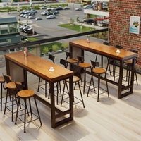 Table haute longue en bois massif Design simple moderne Table de bar de loisirs murale pour balcon et jardin à usage de restaurant