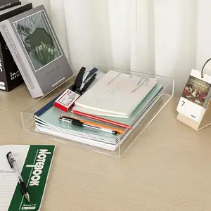 Acrylic Transparent Desktop Paper Tray File Magazine Storage Basket