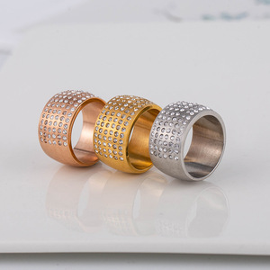 <b>Titanium</b> Steel <b>Ring</b> Wide Band Micro Insert Diamond Men's Jewelry Everyday Wear Geometric Style Hip Hop Punk European American - Product Image 4