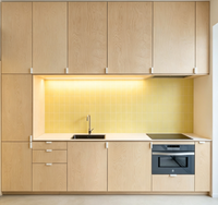 Ensemble d'armoires de cuisine sur mesure, cuisine avec rangement en hauteur pleine et four encastré pour appartement