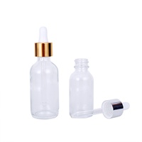 Flacons compte-gouttes en verre transparent de 15 ml, 30 ml, 50 ml, 100 ml pour huiles essentielles et cosmétiques, avec estampage à chaud doré et sérigraphie (personnalisable)