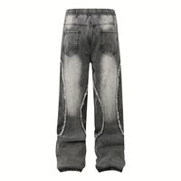 Jean baggy homme style rétro américain avec cordon de serrage, denim légèrement délavé, unisexe, style rock revival pour l'été et l'automne