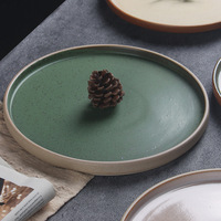 Custom Logo Matte Glaze Round Flat Serving Dish Ceramic Dinner Restaurant Plates Upscale Restaurant Steak Porcelain Dinnerware