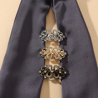 Clip de Foulard Rétro Personnalisé en Strass de Cristal, Motif Floral 3 Couleurs, Vente en Gros à Démarrage Bas, pour Mariage et Fiançailles