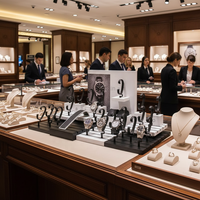 Ensemble d'affichage de montres haut de gamme personnalisable en MDF noir et blanc pour vitrine de magasin de montres