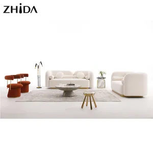 Luxus-Stil italienisches Design Teddy Stoff Couch Hotel möbel Wohnzimmer Wohnzimmer Möbel hohe Rückenlehne 2 3-Sitzer Sofa garnitur