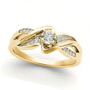 Anello di fidanzamento da donna in oro massiccio 18 carati con diamante taglio brillante rotondo e pavé, gioielleria raffinata T0962 - Product Image 3