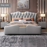 Ensemble de literie de luxe, lit double king-size, lits en cuir, ensemble de literie superposé, lits capitonnés