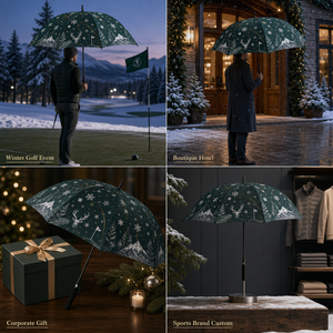 Paraguas de Golf con Estampado de Pino Invernal, Paraguas Recto Grande Resistente al Viento, Protección contra la Lluvia para Exteriores, Navidad y Fiestas - Product Image 4