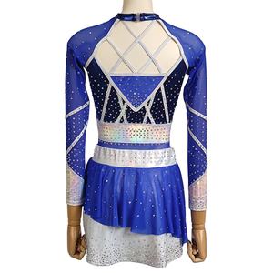 Competizione Custom Design allegria uniforme blu reale profondo con cristallo lucido per gruppi di danza Varsity - Product Image 2