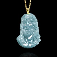 Pendentif en jadeite naturelle, jade bleu eau de Jésus, argent S925, cadeau de mode chrétienne, certificat d'expertise D1146/D1147/D1148