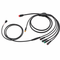 Kabel Harness Terintegrasi 1-ke-5 untuk Sepeda Listrik dengan Kabel Lampu Depan, Ekstensi Sinyal Sensor M8, Konektor Tahan Air Model AS