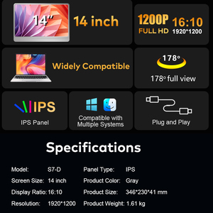 Portable Monitor 14 Inch <b>Computer</b> Monitor Plug & Play Portable Screen with Type-C & HD Port Gaming Monitor for <b>Windows</b> & MacOS - Product Image 3