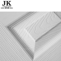 Peau de porte intérieure décorative en MDF JHK-S03, étanche, à ouverture latérale, blanche, avec dessus arqué, 2 panneaux, surface lisse, apprêt blanc