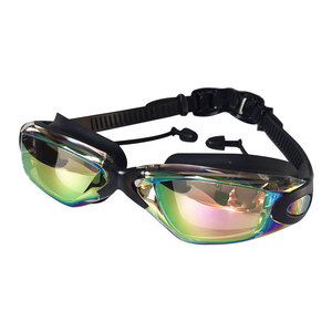 Lunettes de natation électroplaquées anti-buée en silicone, ajustement universel pour adultes, lentilles en PC, noir, rose, bleu - Product Image 1