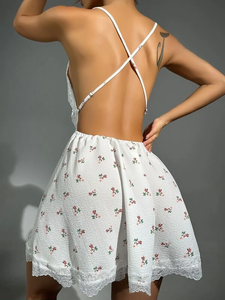 Personnalisé Nouvelle Arrivée Robe De Nuit Chaude Ditsy Imprimé Floral Dentelle Bordure Slips Femmes Filles Mode Dentelle <span class=keywords><strong>En</strong></span> <span class=keywords><strong>Mousseline</strong></span> De Soie Robes De Sommeil - Product Image 5