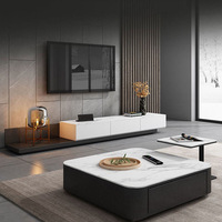 Meuble TV escamotable à plaque de roche table basse carrée ensemble de meuble de table basse carrée de salon minimaliste italien