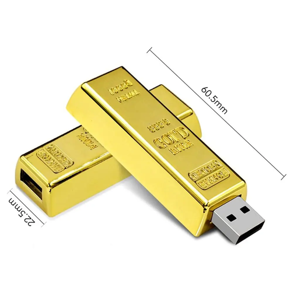 Gitra中国卸売ゴールドバーメタルUSBフラッシュドライブ64Mb地金USBフラッシュドライブ会社ロゴ付き1GB 2GB 4GB 8GB 16GB