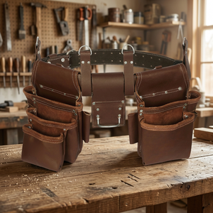 High Quality Comfortable Carpenter Leather Waterproof Adjustable <b>Rolling</b> <b>Tool</b> Pouch Belt Bag OEM Professional Electrician - Product Image 3