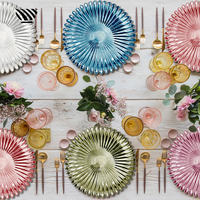 Ensemble de 12 assiettes de présentation en verre en forme de fleur, durables, colorées et décoratives pour mariages et événements festifs