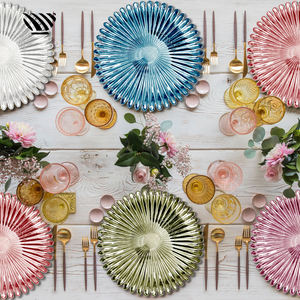 Juego de Platos de Presentación de Vidrio en Forma de Flor de 12 Pulgadas, Platos Decorativos Duraderos y Coloridos para Bodas y Eventos - Product Image 5