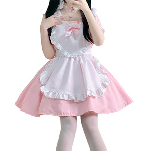 Vestido de Lolita Estilo Maid Rosa y Blanco con Delantal, Disfraz de Cosplay de Anime para Mujer, Juego de Rol, Primavera 2025 - Product Image 5