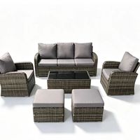 Ensemble de 6 canapés de patio d'extérieur en rotin synthétique PE tissé à la main