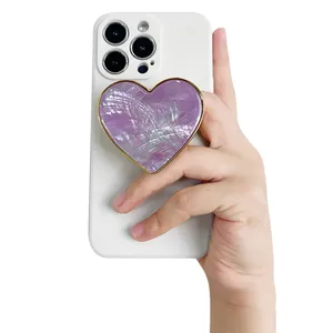 Coque de luxe en forme de coeur goutte adhésif électroplaqué Transparent Soncket téléphone parler <span class=keywords><strong>Tok</strong></span> coque en forme de coeur poignée de téléphone portable - Product Image 4