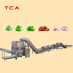 Otomatik yüksek son sebze kesme temizleme makinesi tüm sebze salatası yıkama ve su tahliye makinesi