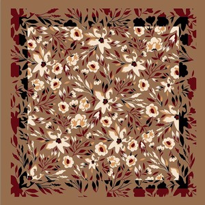Vintage Floral Print Polyester <b>Scarf</b> 70*70cm <b>Square</b> Neck <b>Scarves</b> for Women Casual Office Party Wear - Product Image 1