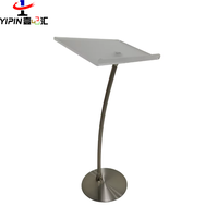 Pupitre de conférence portable en acrylique transparent, design moderne, avec support en acier, design incurvé détachable, finition vernie