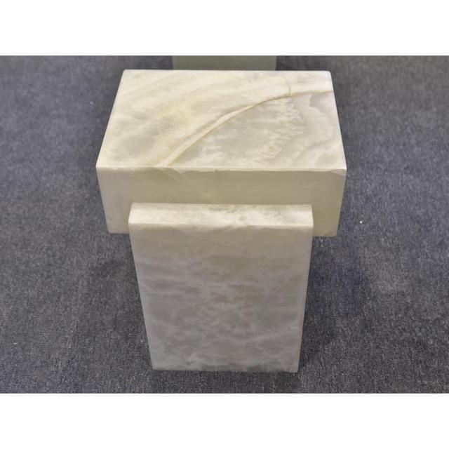 SH STONE Backlit Onyx Table Natural Stone Furniture Modern Square Cube Display Stand White Onyx Marble Side Table Plinth Tables