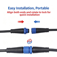 Connecteur M15 étanche IP67 IP68 à 2, 3, 4 ou 5 broches pour câble, idéal pour l'équipement d'automatisation industrielle et l'éclairage public LED