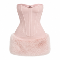 Anjie – Robe mini bustier en peluche pour femme, sur mesure OEM/ODM, avec étiquette privée, vente en gros, fabricant, tenue de soirée