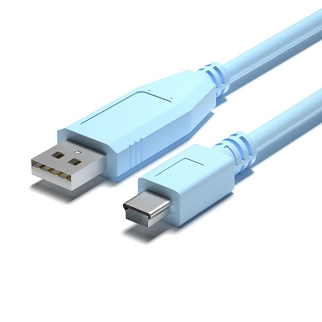 USB 2.0 a to Mini B Cable 1M Blue PVC Jacket High Speed for Camera GPS MP3