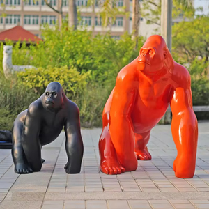 Hỗ Trợ Tùy Chỉnh Cuộc Sống Kích Thước Động Vật Sợi Thủy Tinh Gorilla Kích Thước Lớn Gorilla Bức Tượng Điêu Khắc Cho Công Viên Ngoài Trời Trang Trí Sân Vườn - Product Image 6
