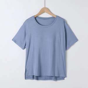 Modal Spandex Women's <strong>Casual</strong> <strong>Home</strong> <strong>Wear</strong> Clothes Comfortable Night Shirt with Neck Silk Feel Soft Solid Summer Pajamas MOQ 3pcs - Product Image 3