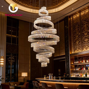 <span class=keywords><strong>Lustre</strong></span> en cristal en spirale extra long sur mesure de luxe moderne, luminaire suspendu Grand Helix K9 pour hall d'hôtel, villa, escalier, projet - Product Image 1
