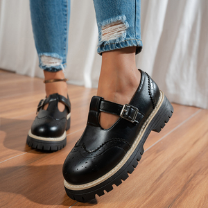 Nuove <span class=keywords><strong>Scarpe</strong></span> Mary Jane Nere da <span class=keywords><strong>Donna</strong></span> 2026 con Plateau, Tacco Grosso, Stile Brogue Traforato, Cinturino con Fibbia, <span class=keywords><strong>Scarpe</strong></span> Casual Eleganti con Suola da 4,5 cm - Product Image 3