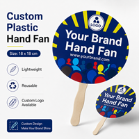 Éventail publicitaire personnalisé en plastique PP avec poignée pour événements estivaux en extérieur et cadeaux promotionnels