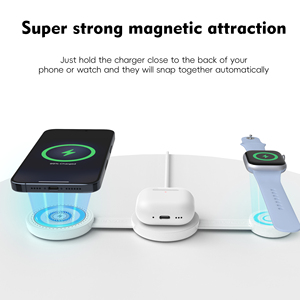 Nuevos productos Durable 15W <span class=keywords><strong>Cargador</strong></span> inalámbrico magnético rápido <span class=keywords><strong>Cargador</strong></span> inalámbrico plegable <span class=keywords><strong>3</strong></span> <span class=keywords><strong>en</strong></span> <span class=keywords><strong>1</strong></span> con correa de silicona Elegante para viajes - Product Image 4