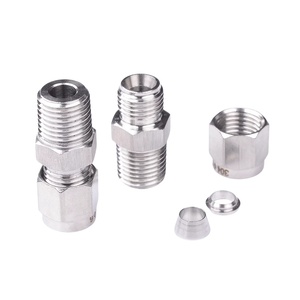 Uniones de tubo tipo virolas de acero inoxidable con rosca para conexión media conector adaptador recto SS304 adaptador de rosca macho - Product Image 2