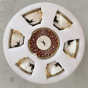 6-Piece Espresso Cup and Saucer Set with Gold Handles (Gift <b>Box</b>) - Product Image 2