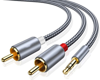 Cable Adaptador de Audio Estéreo de 3.5mm Macho a 2RCA Macho, Conectores Chapados en Oro, Certificación CE/RoHS, Metal Duradero para Smartphones y MP3