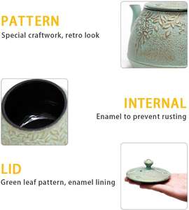 Jinge — théière <span class=keywords><strong>japonaise</strong></span> en fonte avec infuseur en acier inoxydable, théière de service à thé en fonte Stovetop sans danger, théière revêtue en céramique - Product Image 6