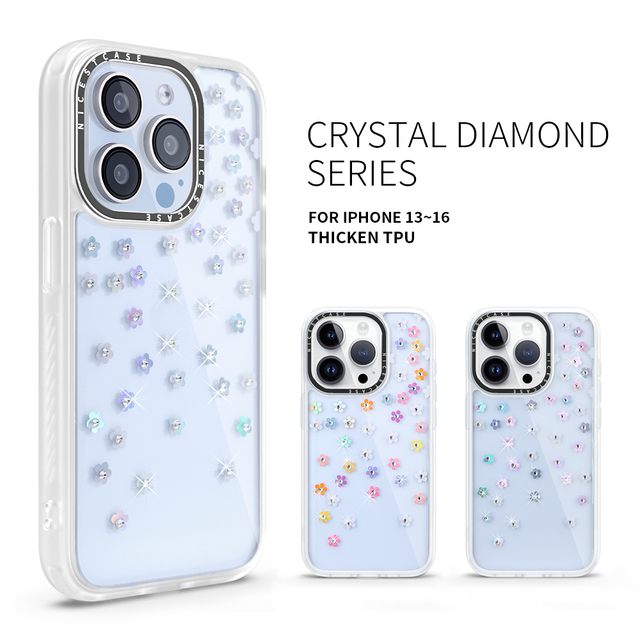 Diamond Mobile Phone Case Transparent Matte Tpu Pc Anti-Yellow Cell Phone Case for Iphone 16 15 14 13 Pro Max