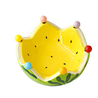 Plateau à fruits créatif en céramique en forme de pastèque, style américain, design détachable, avec fourchettes, pour la maison, le salon, la table basse, rangement